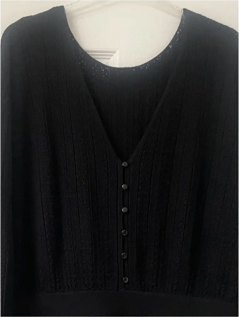 Sézane Thaile Classy Black Knit Button-Back Sweater Dress - Picture 8 of 10